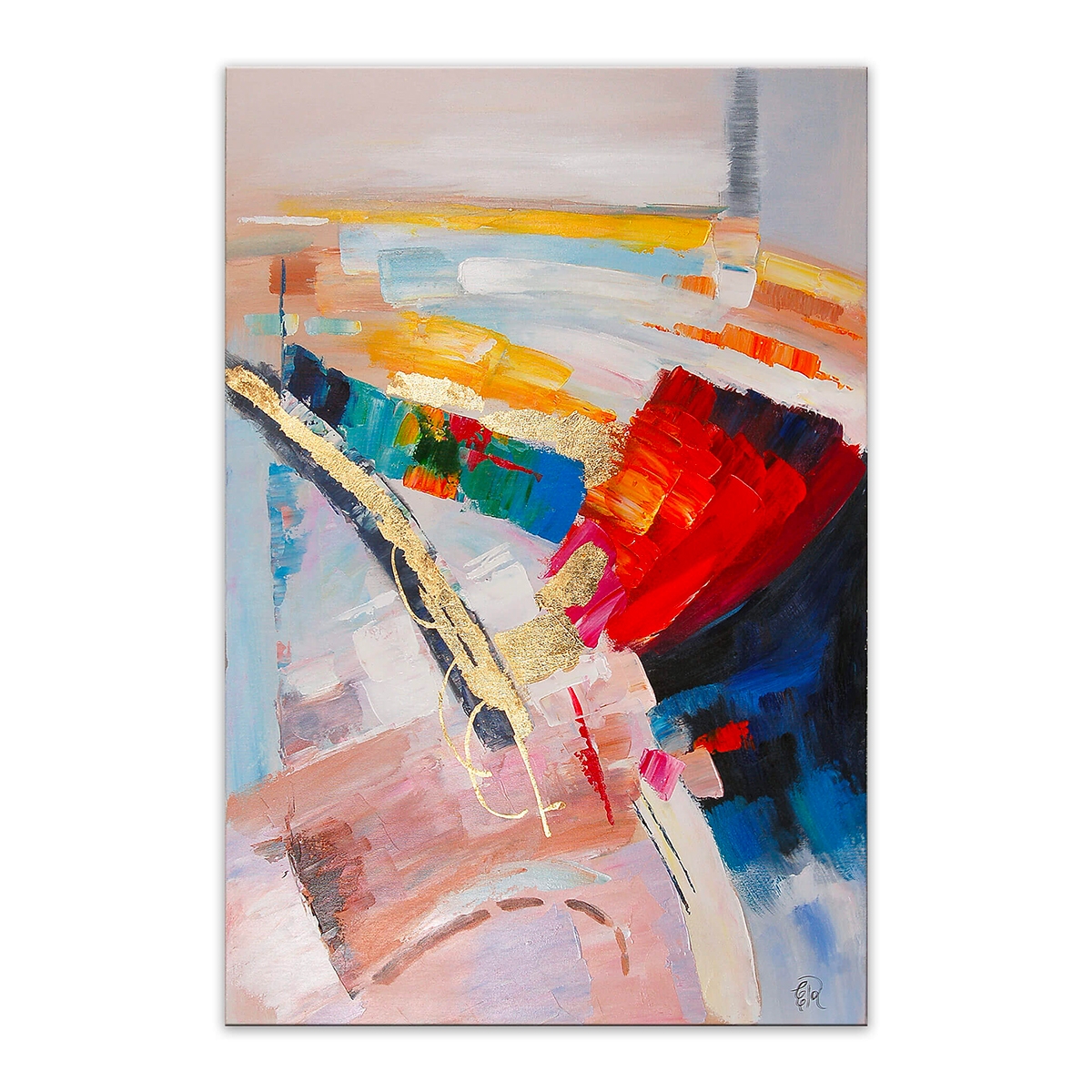 Quadro astratto moderno 80x120cm dipinto multicolore in rilievo Arket