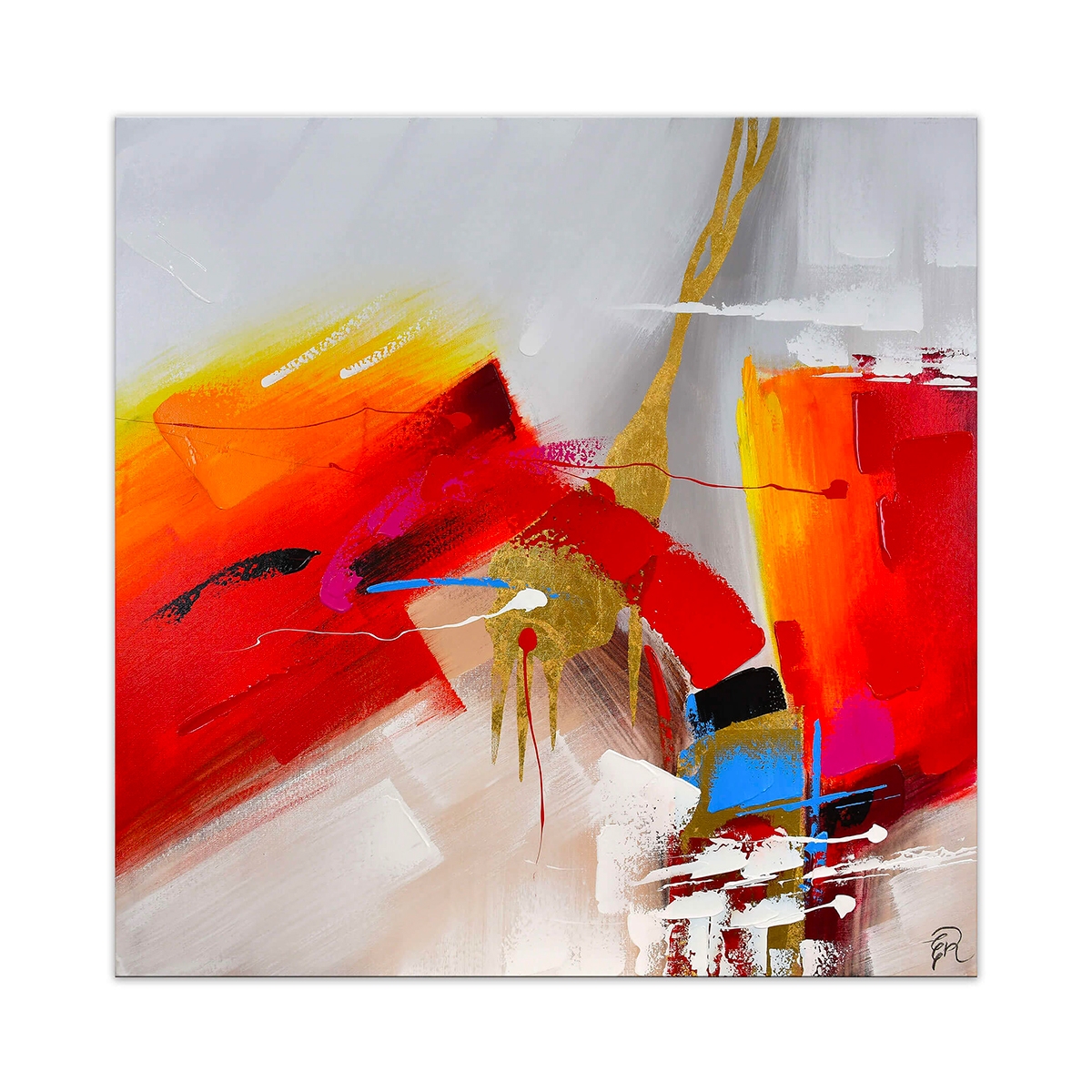Quadro moderno multicolore 100x100cm dipinto astratto su tela Zynar