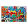 Tris quadri astratti moderni 165x100cm 3 dipinti multicolore su tela Viva Offerta