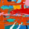 Tris quadri astratti moderni 165x100cm 3 dipinti multicolore su tela Viva Saldi