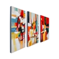 Set 3 quadri astratti moderni su tela 120x80cm tris di dipinti Fiora Promozione