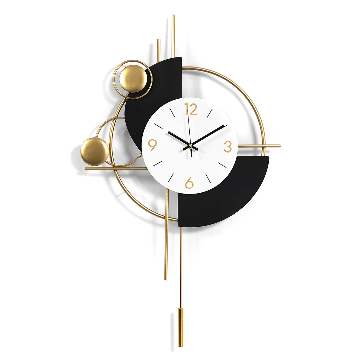 Orologio da parete moderno 46x77cm metallo dorato design geometrico Sfera