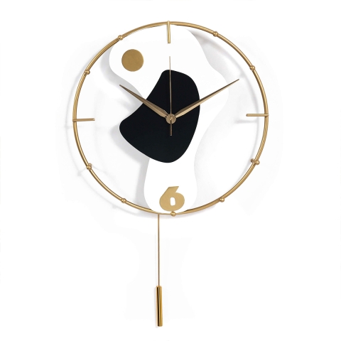 Orologio da parete moderno 42x67cm in metallo dorato con pendolo Bynok Promozione