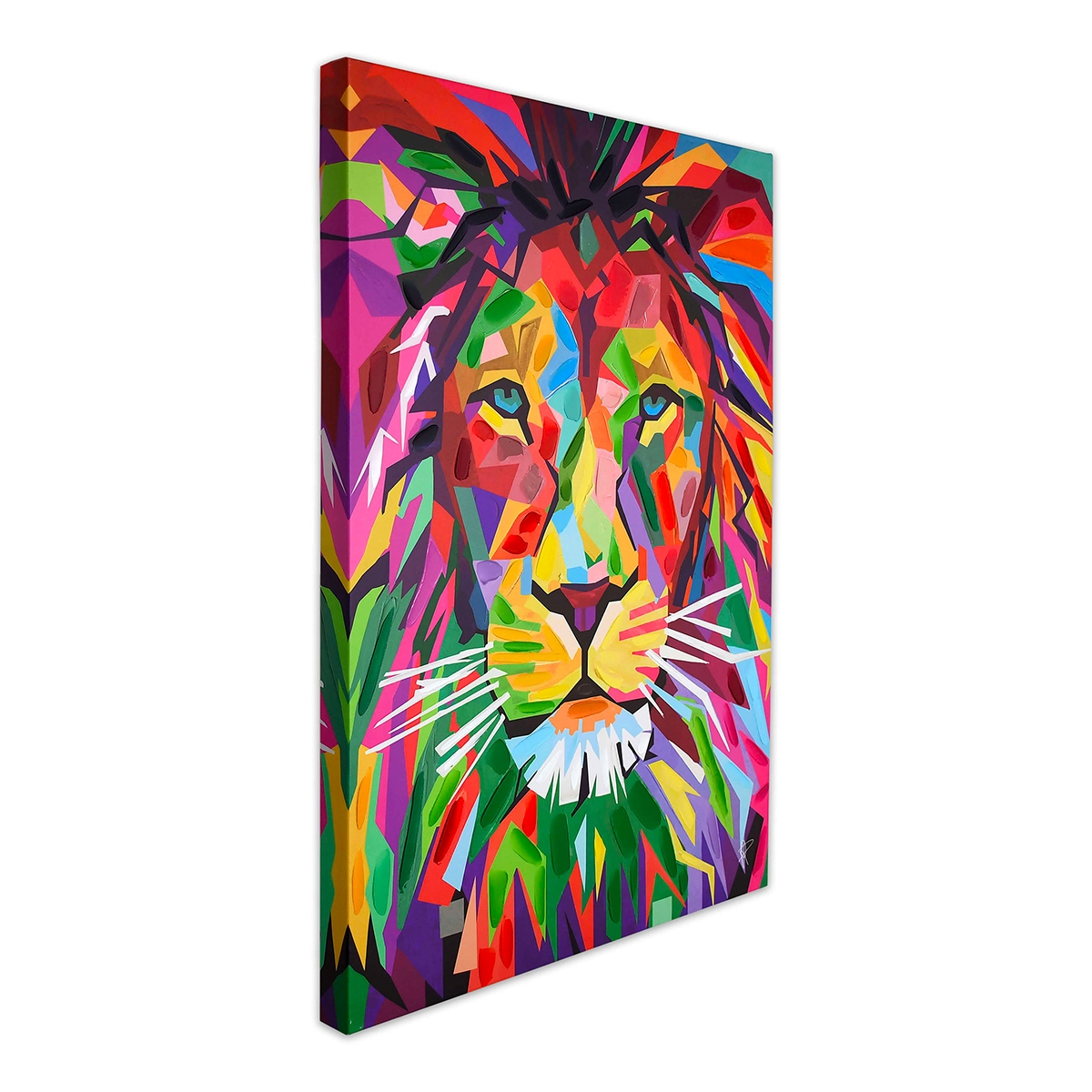 Quadro moderno stampa su tela 50x70cm leone pop art multicolore Zora