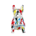 Scultura pop art bulldog francese statua in resina multicolore Forma XL Sconti