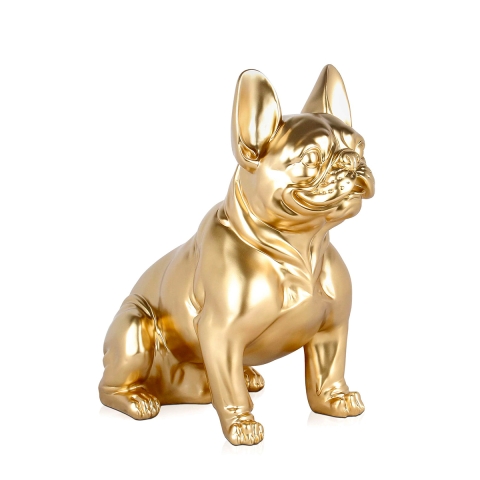 Scultura bulldog francese in resina dorata statua design moderno Forma-G Promozione