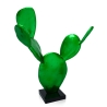 Scultura cactus in resina statua moderna verde metallizzato Roka Sconti