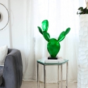 Scultura cactus in resina statua moderna verde metallizzato Roka Vendita