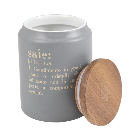 Barattolo sale grigio con coperchio in bambù 0,8L Victionary I Promozione