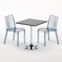 Tavolino Quadrato Nero 70x70 cm con 2 Sedie Colorate Trasparenti Dune Platinum Saldi