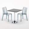 Tavolino Quadrato Nero 70x70 cm con 2 Sedie Colorate Trasparenti Dune Platinum Saldi