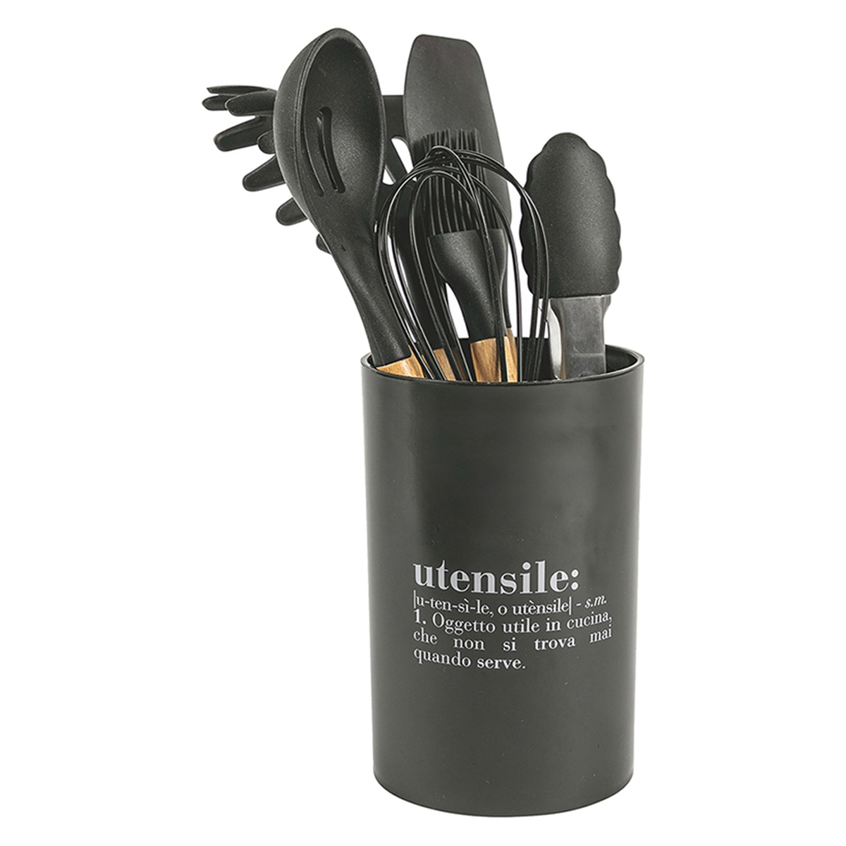 Porta utensili nero con scritta 8 pezzi Victionary C Promozione