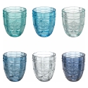 Set di 6 bicchieri acqua 265ml in vetro decoro arabescato Syrah Ocean Promozione