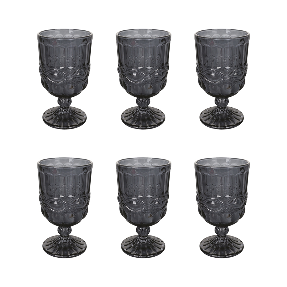 Set di 6 calici 300ml in vetro decoro in rilievo Nobilis C Promozione