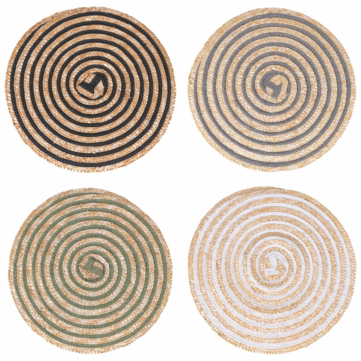 Set di 4 tovagliette tonde in paglia intrecciata Ø38cm Spiral Promozione Set di 4 tovagliette tonde in paglia intrecciata Ø38cm Spiral Promozione