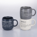 Set di 3 tazze mug in gres impilabili 350ml con scritte Victionary L Promozione