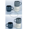 Set di 3 tazze mug in gres impilabili 350ml con scritte Victionary L Vendita