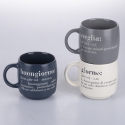 Set di 3 tazze mug in gres impilabili 350ml con scritte Victionary L Offerta