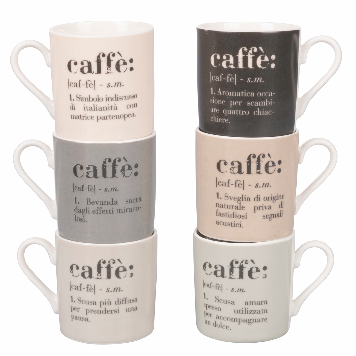 Set di 6 tazzine da caffè in porcellana con scritte 90ml Victionary Caffè Promozione Set di 6 tazzine da caffè in porcellana con scritte 90ml Victionary Caffè Promozione