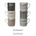 Set di 6 tazzine da caffè in porcellana con scritte 90ml Victionary Caffè Offerta