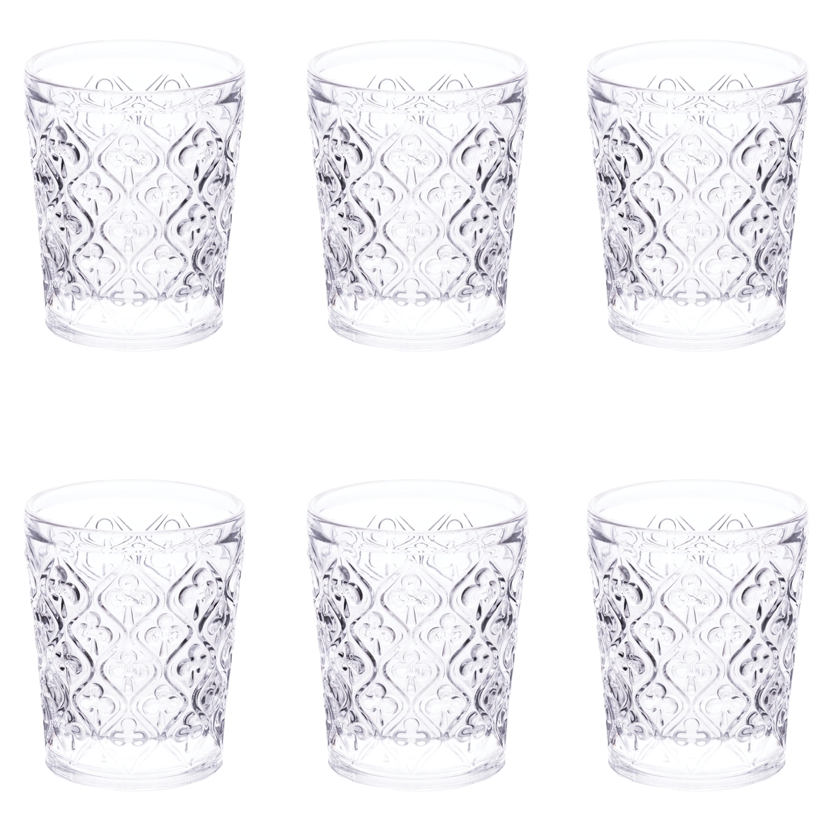 Set di 6 bicchieri acqua in vetro con superficie lavorata 240ml Marrakech Promozione Set di 6 bicchieri acqua in vetro con superficie lavorata 240ml Marrakech Promozione