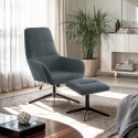 Poltrona relax ergonomica in tessuto grigio con poggiapiedi Asher Vendita