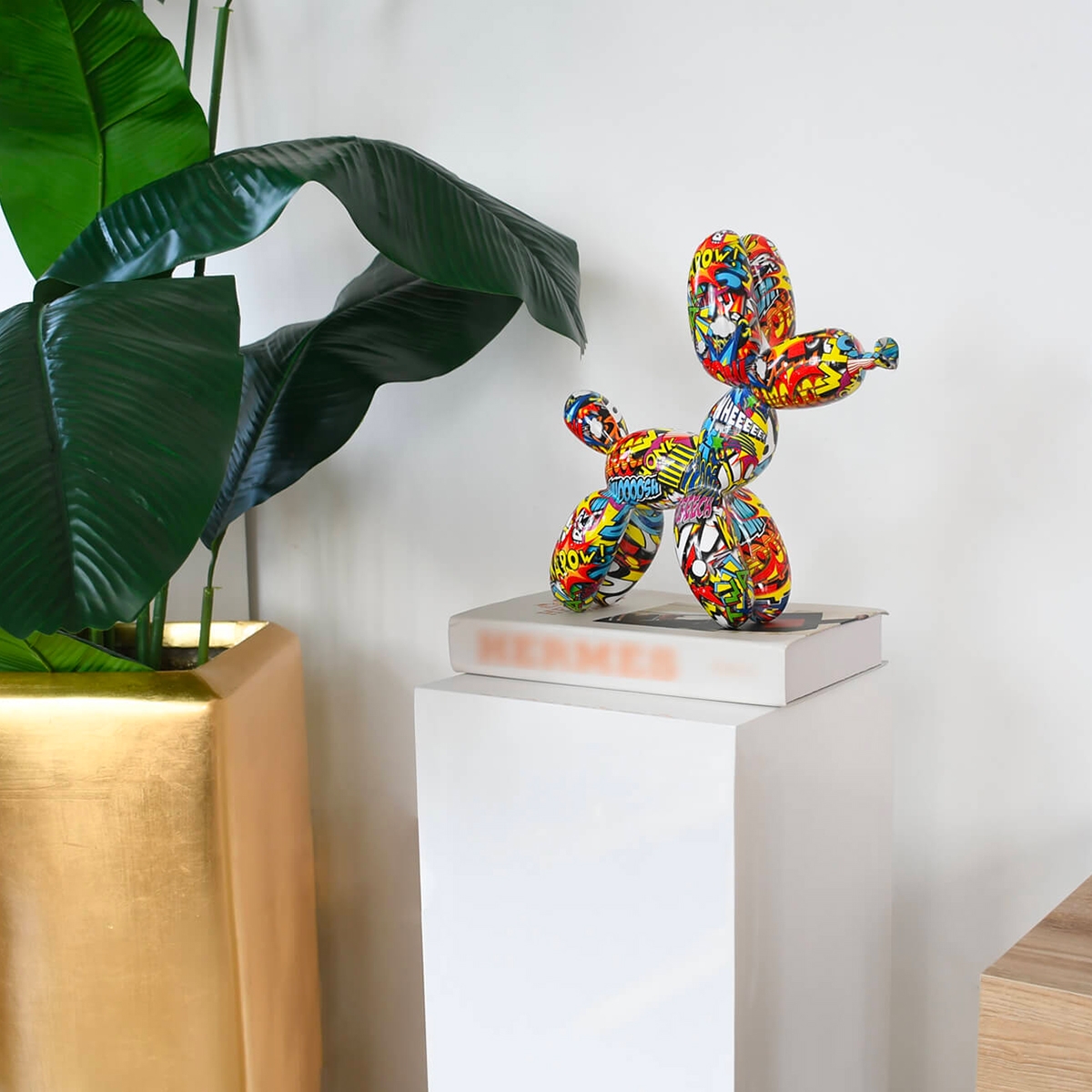 Statua moderna scultura cane palloncino pop art in resina MiniMira-PA Promozione