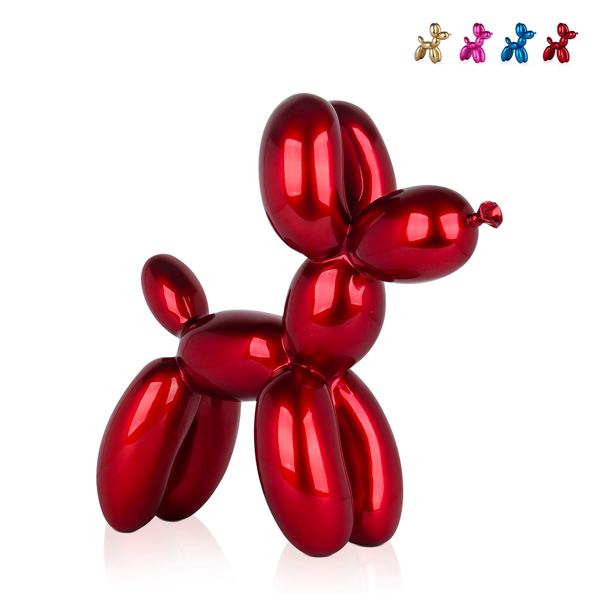 Scultura cane palloncino statua in resina effetto metallo Mira-M Saldi