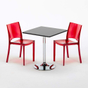 Tavolino Quadrato Nero 70x70 cm con 2 Sedie Colorate Trasparenti B-Side Phantom Catalogo