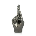 Scultura in resina effetto metallo dita incrociate statua moderna Aira Offerta