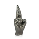 Scultura in resina effetto metallo dita incrociate statua moderna Aira Saldi