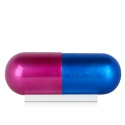 Scultura moderna in resina effetto metallo pillola blu e fucsia Sira-BV Saldi