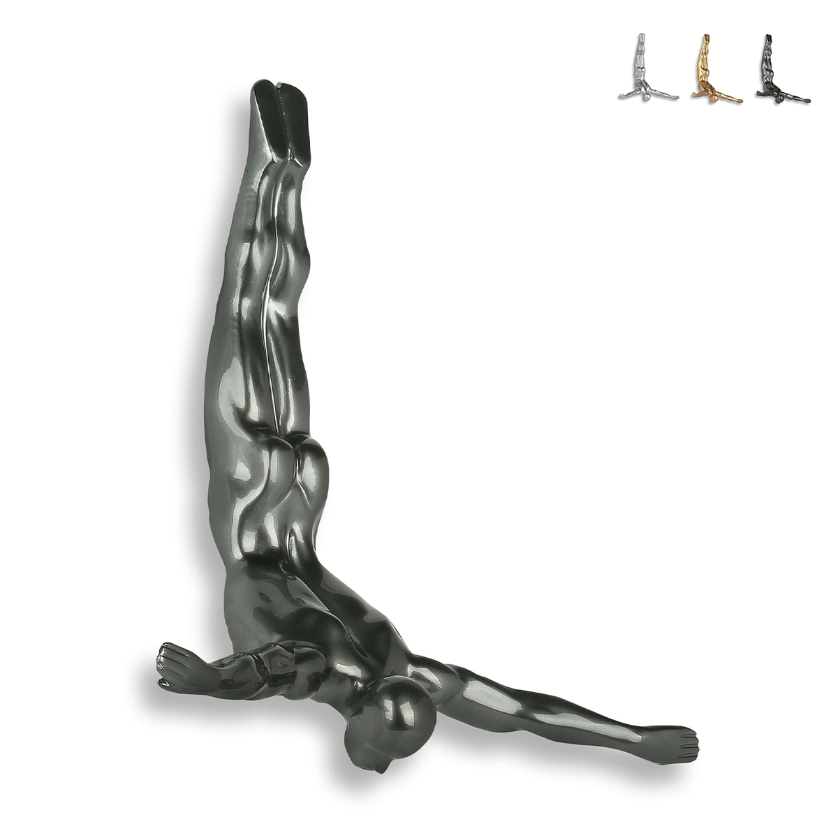 Scultura moderna da parete tuffatore in resina effetto metallo Veda-M Sconti