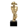 Scultura surrealista in resina effetto metallo volto maschile Lira-M Offerta