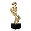 Scultura surrealista in resina effetto metallo volto maschile Lira-M Sconti