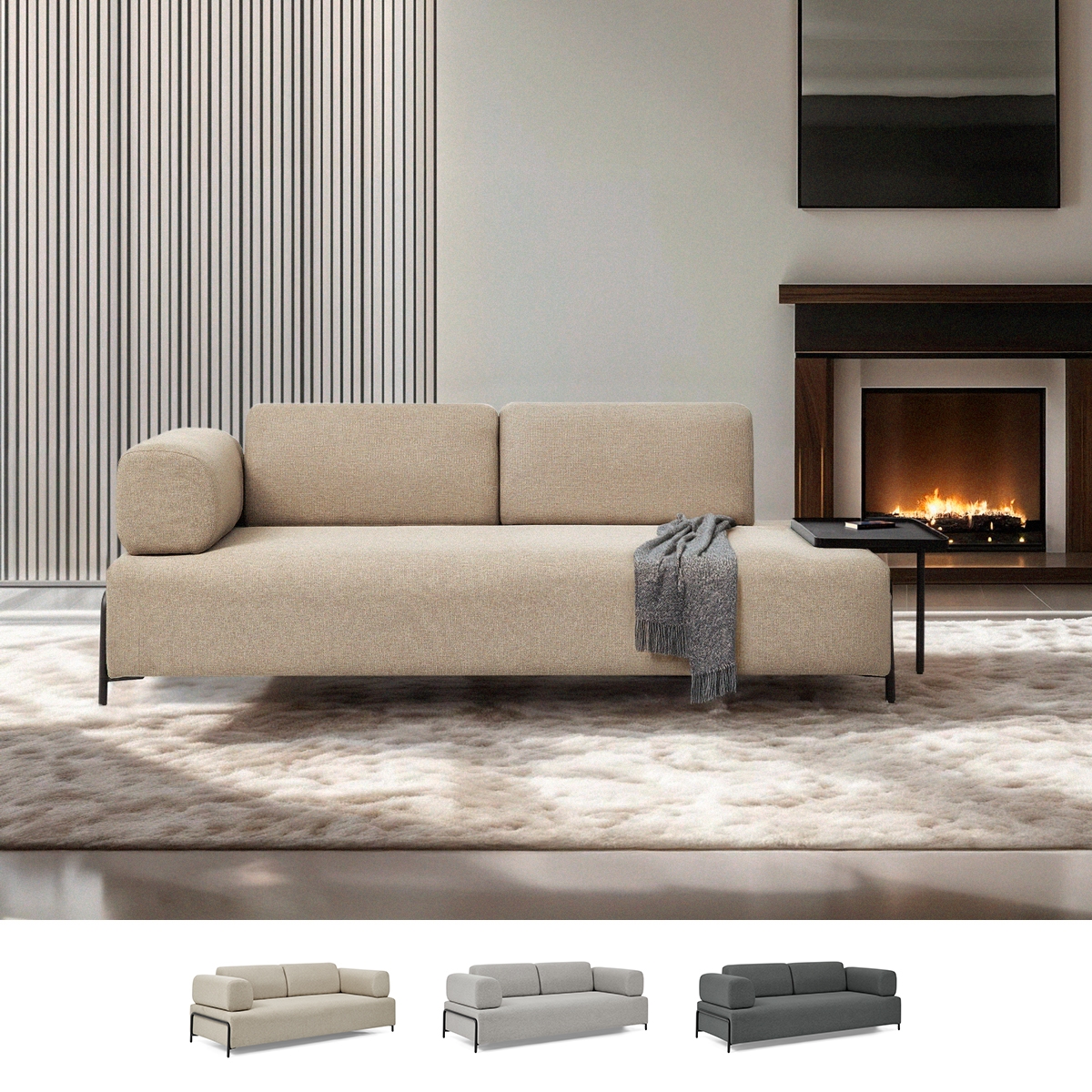 Divano modulare 3 posti design moderno componibile con tavolini Diadema Divano modulare 3 posti design moderno componibile con tavolini Diadema