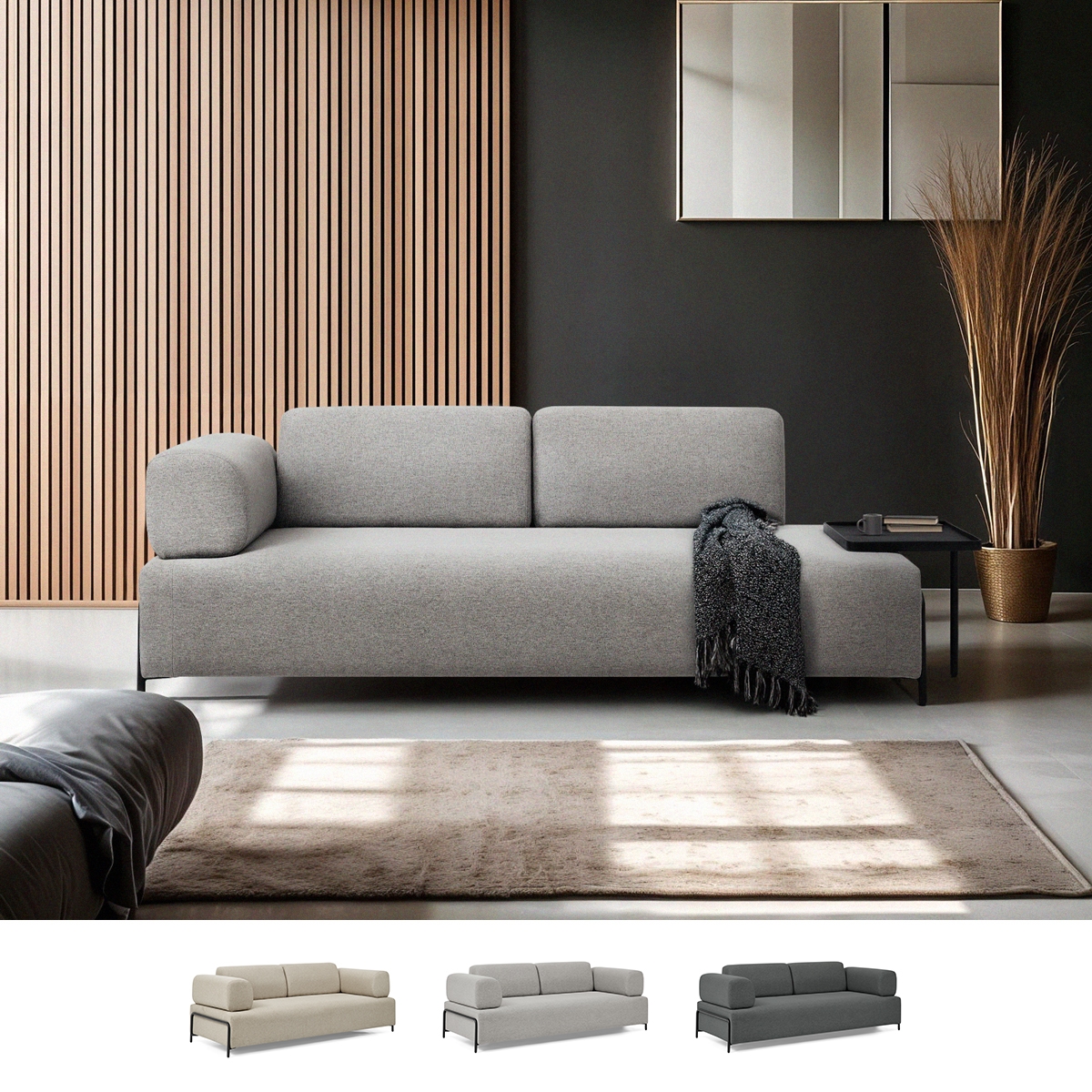 Divano modulare 3 posti design moderno componibile con tavolini Diadema Misure Divano modulare 3 posti design moderno componibile con tavolini Diadema Misure