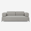 Divano modulare 3 posti design moderno componibile con tavolini Diadema 