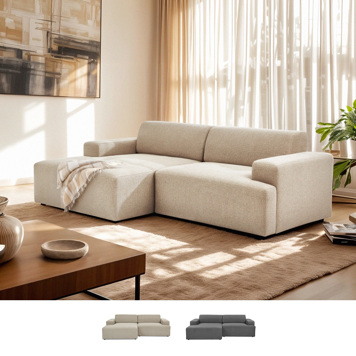 Divano design 3 posti con chaise longue sinistra in tessuto Seginus Scelta Divano design 3 posti con chaise longue sinistra in tessuto Seginus Scelta