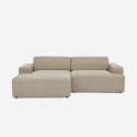 Divano design 3 posti con chaise longue sinistra in tessuto Seginus Modello
