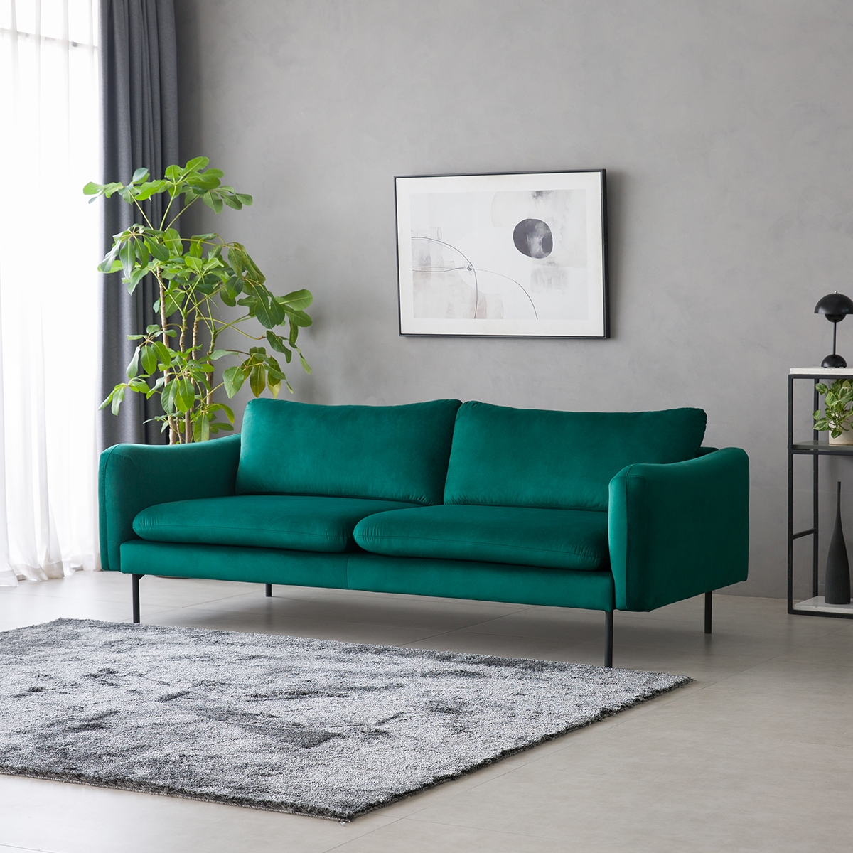 Divano 3 posti moderno elegante in velluto verde scuro Tashi Promozione