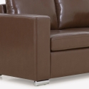 Divano da salotto classico 2 posti in similpelle marrone Momo Stock