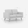 Divano design moderno scandinavo 2 posti in tessuto Marek 