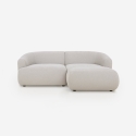 Divano design moderno componibile 2 posti in tessuto con pouf Yuna-2P Vendita