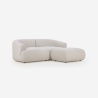 Divano design moderno componibile 2 posti in tessuto con pouf Yuna-2P Offerta