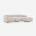 Divano componibile 3 posti curvo modulabile con pouf in tessuto Yuna-3P Vendita