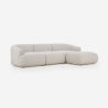 Divano componibile 3 posti curvo modulabile con pouf in tessuto Yuna-3P Vendita