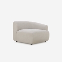 Divano componibile 3 posti curvo modulabile con pouf in tessuto Yuna-3P Acquisto