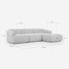 Divano componibile 3 posti curvo modulabile con pouf in tessuto Yuna-3P 