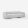 Divano modulare curvo 3 posti componibile in tessuto beige Yuna-3 